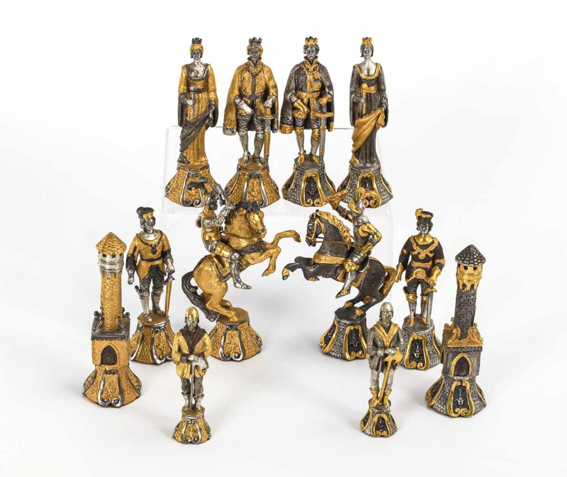 Marmor-Schachbrett mit Metall-Figuren - Bild 7 aus 9