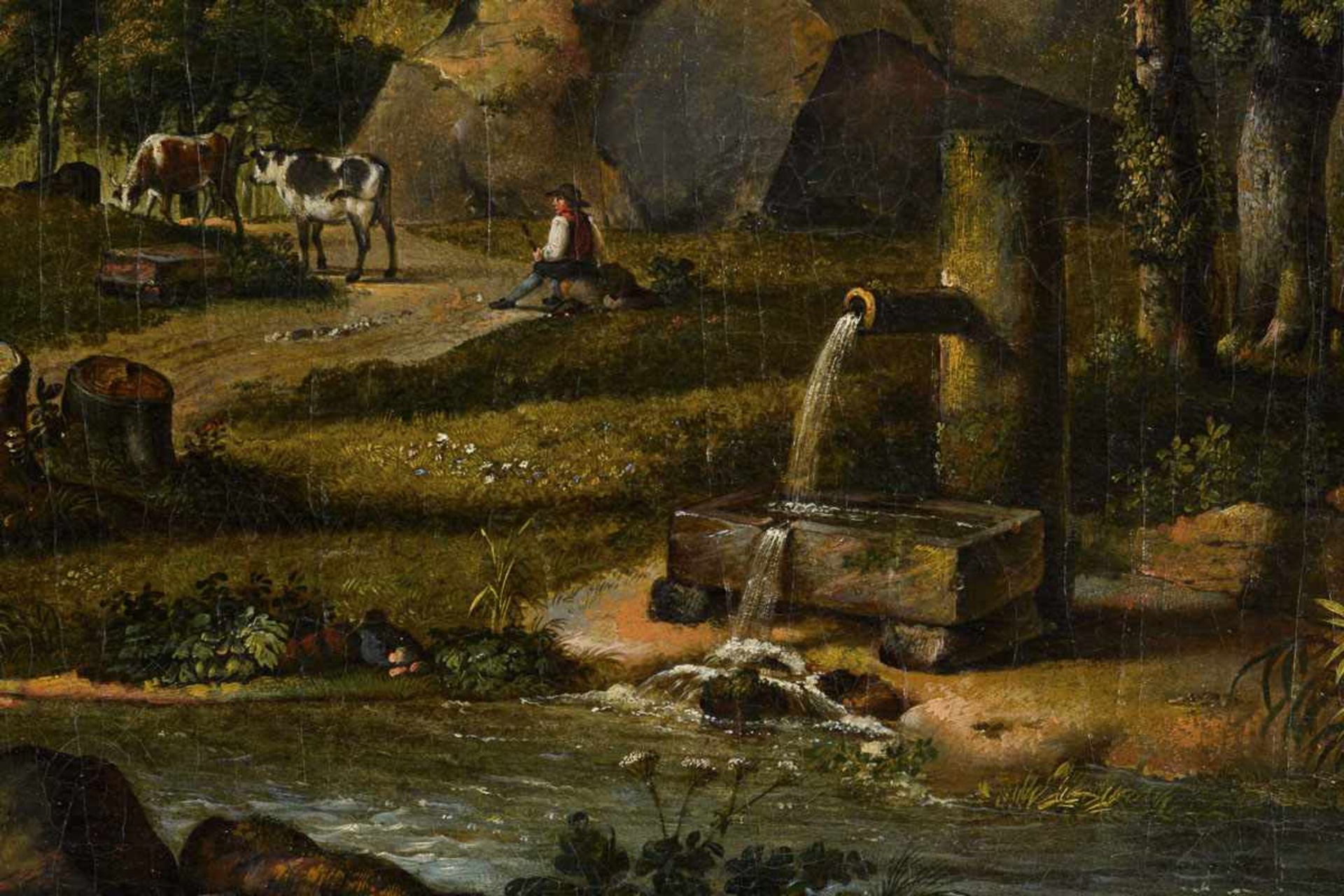 Barocker Maler 18. Jh.: Holzfäller in hügeliger Landschaft nahe Ruine <b - Bild 4 aus 5