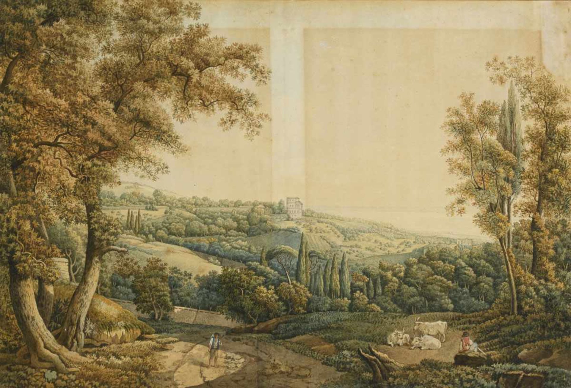 Landschaftsmaler um 1780: Südliche Landschaft mit Hirte <
