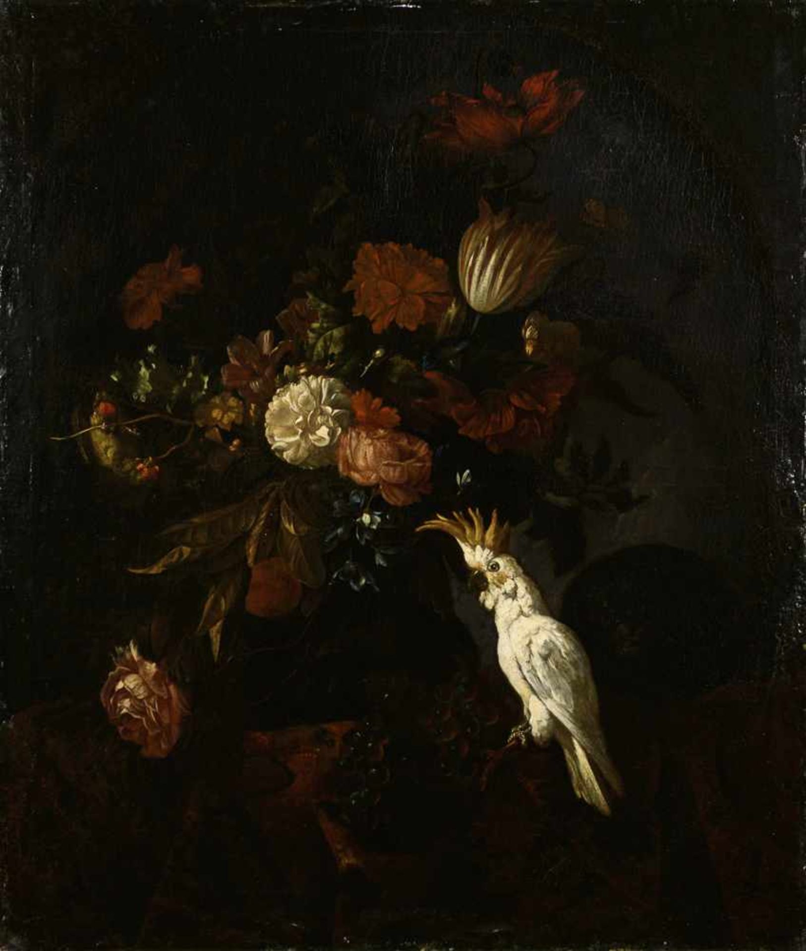 Gillemans, Jan Pauwel Umkreis: Zwei Stillleben mit Blumen und Vögeln < - Bild 5 aus 52