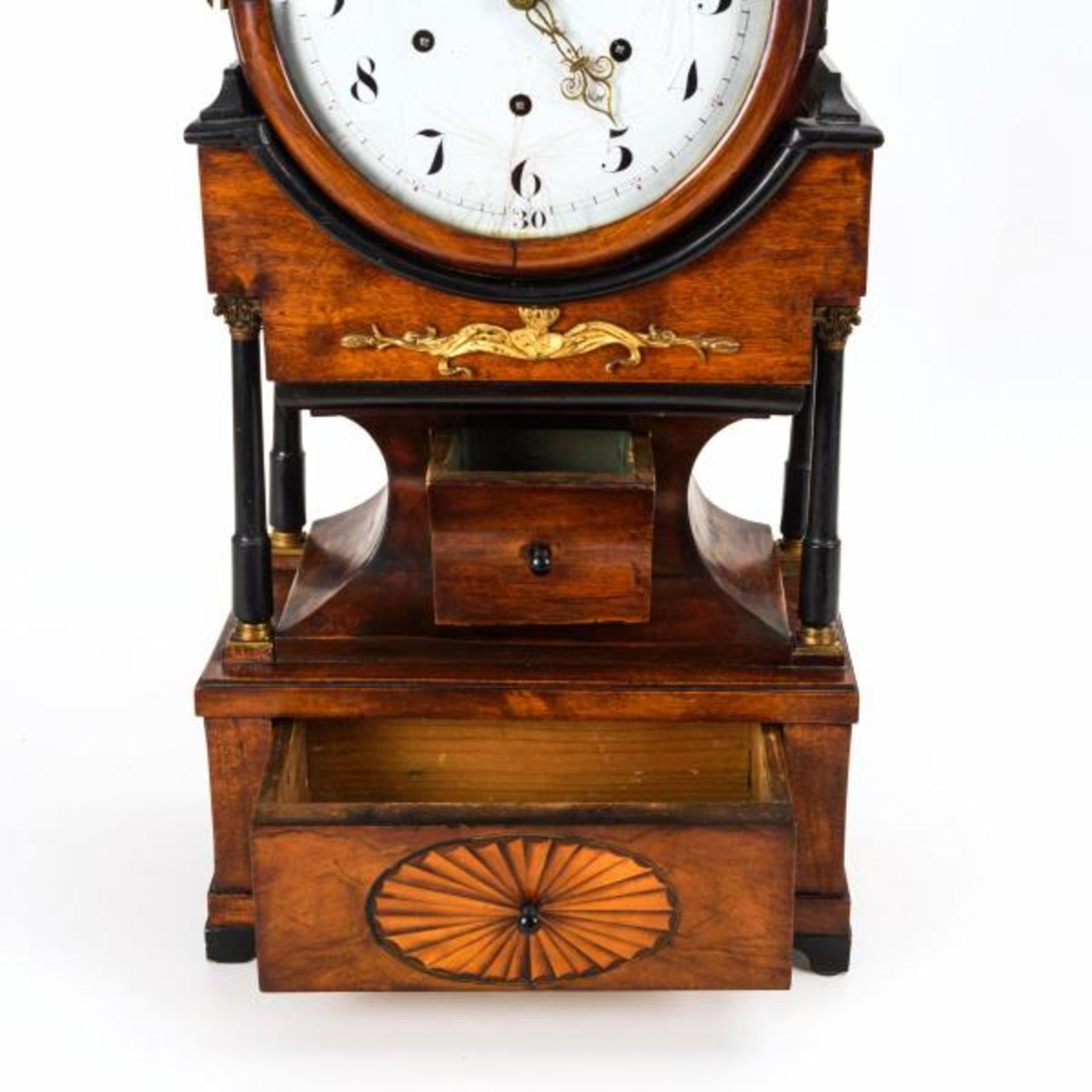 Große Biedermeier-Kommodenuhr - Bild 4 aus 5