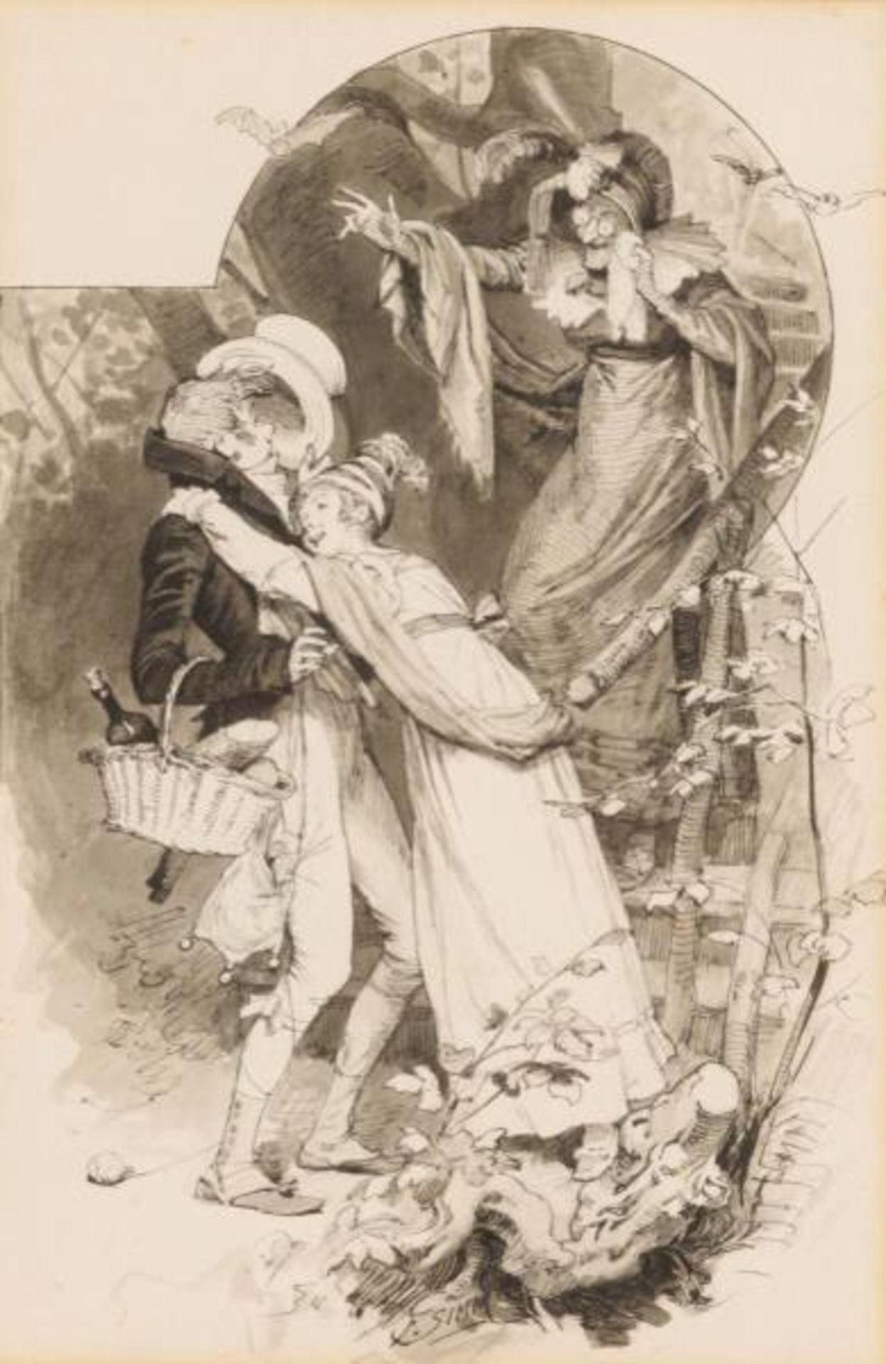 SIMM, Franz Xaver (1853 Wien - 1918 München). Märchenhafte Szene mit Liebespaar. - Bild 2 aus 2