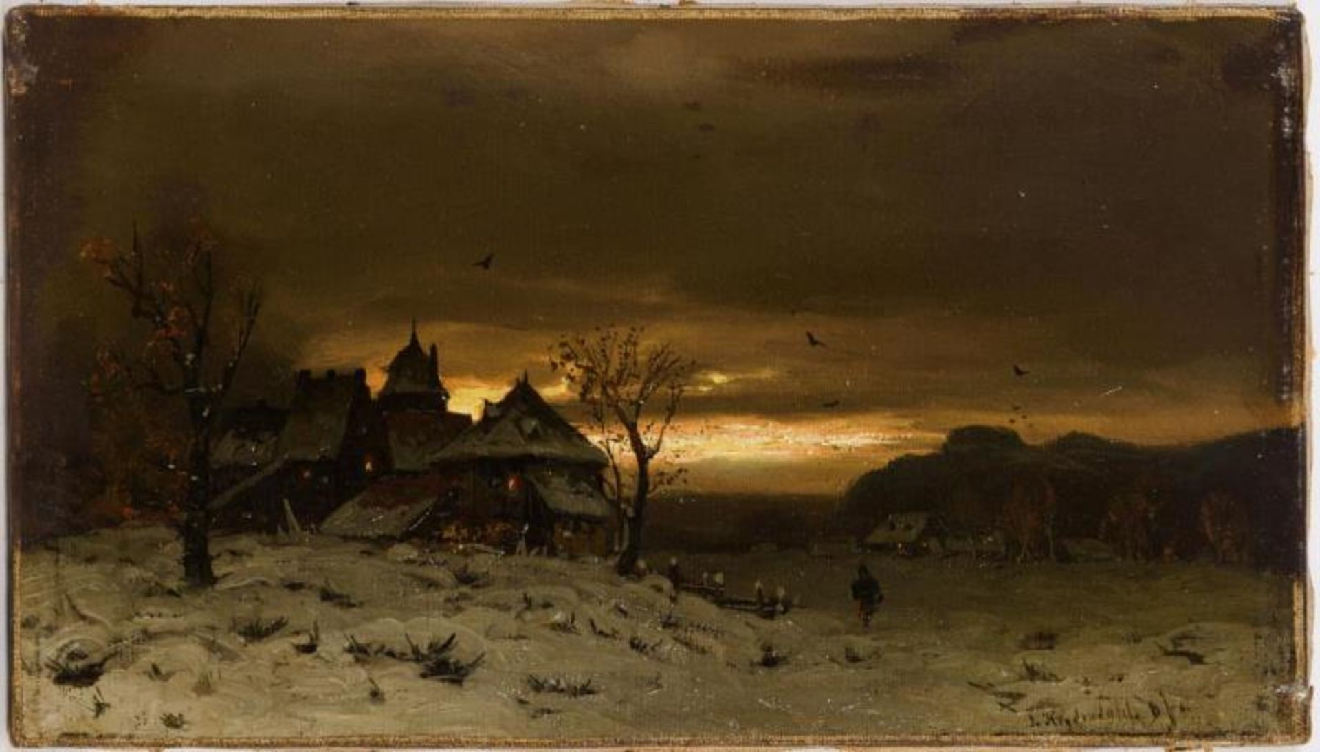 HEYDENDAHL, Joseph (1844 Düsseldorf-1906 ebd.). Abendliche Winterlandschaft. - Bild 2 aus 3