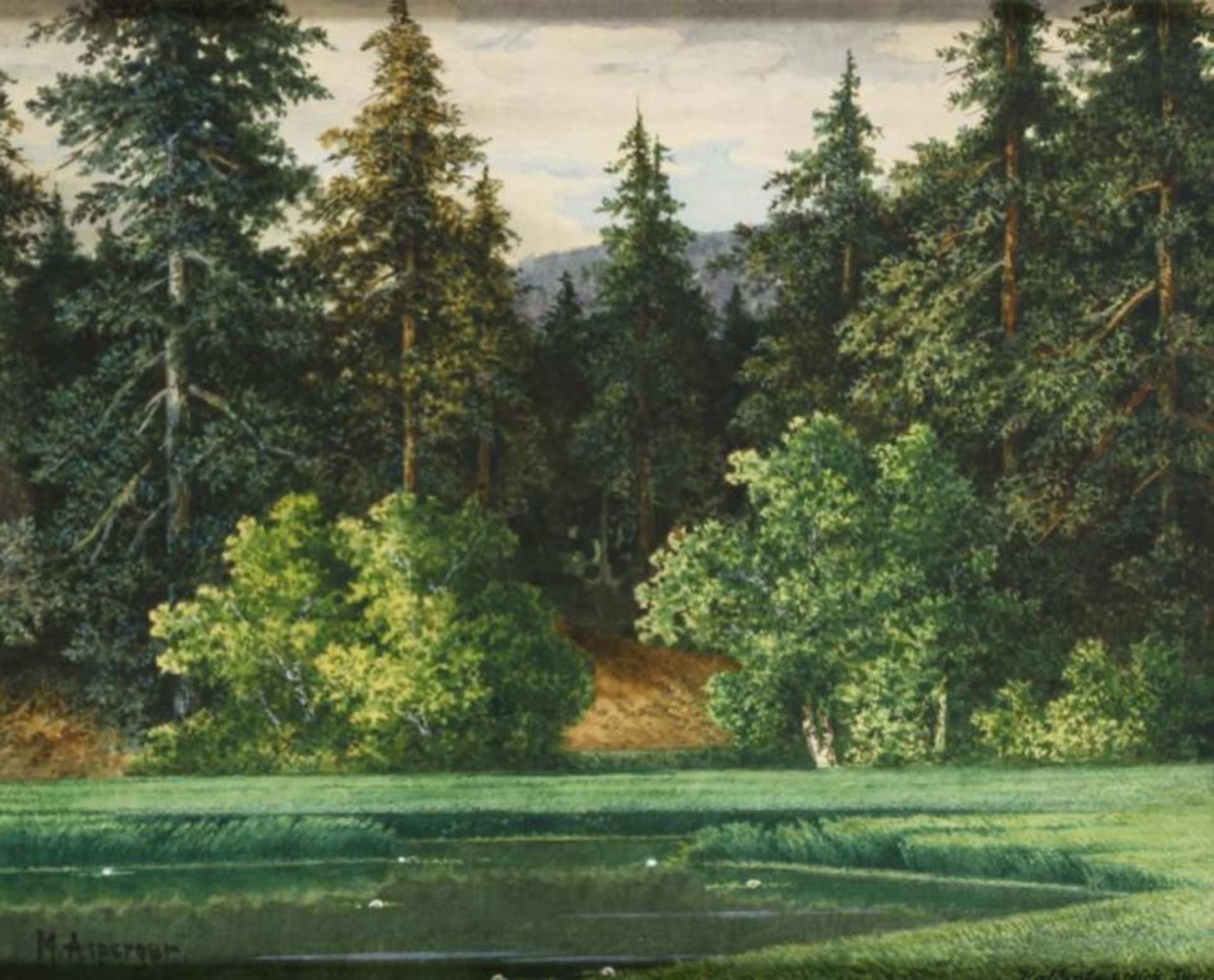 ASPERGER, Max (1864 Apolda - 1924 Gotha). Thüringer Landschaft ("Kallenbachteich").