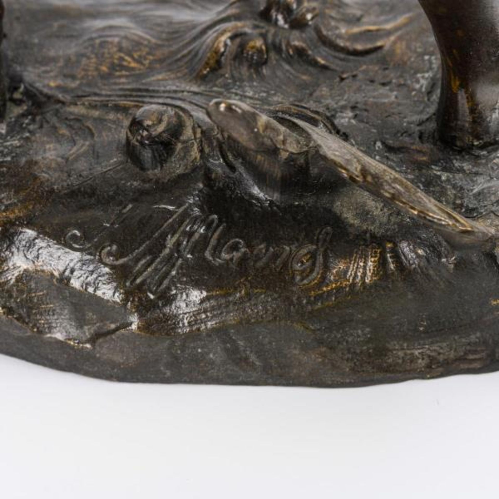 Bronze-Knabe mit Schwinguhr - Bild 3 aus 5