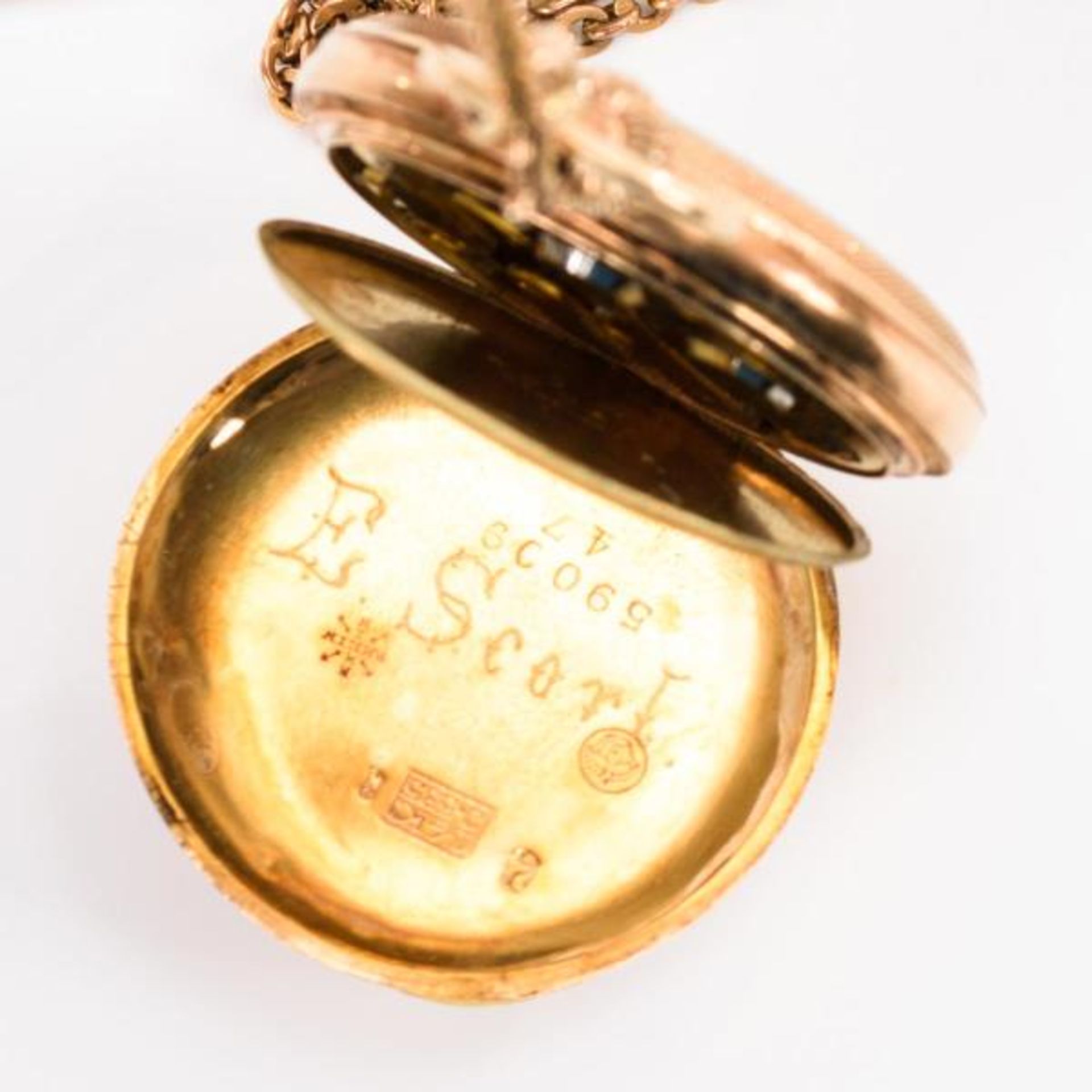 Goldene Damentaschenuhr an Doublée-Gliederkette - Image 2 of 4