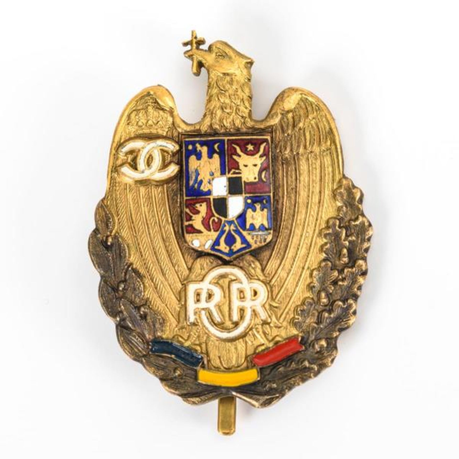 Rumänisches Abzeichen mit Adler, Wappen und Monogramm