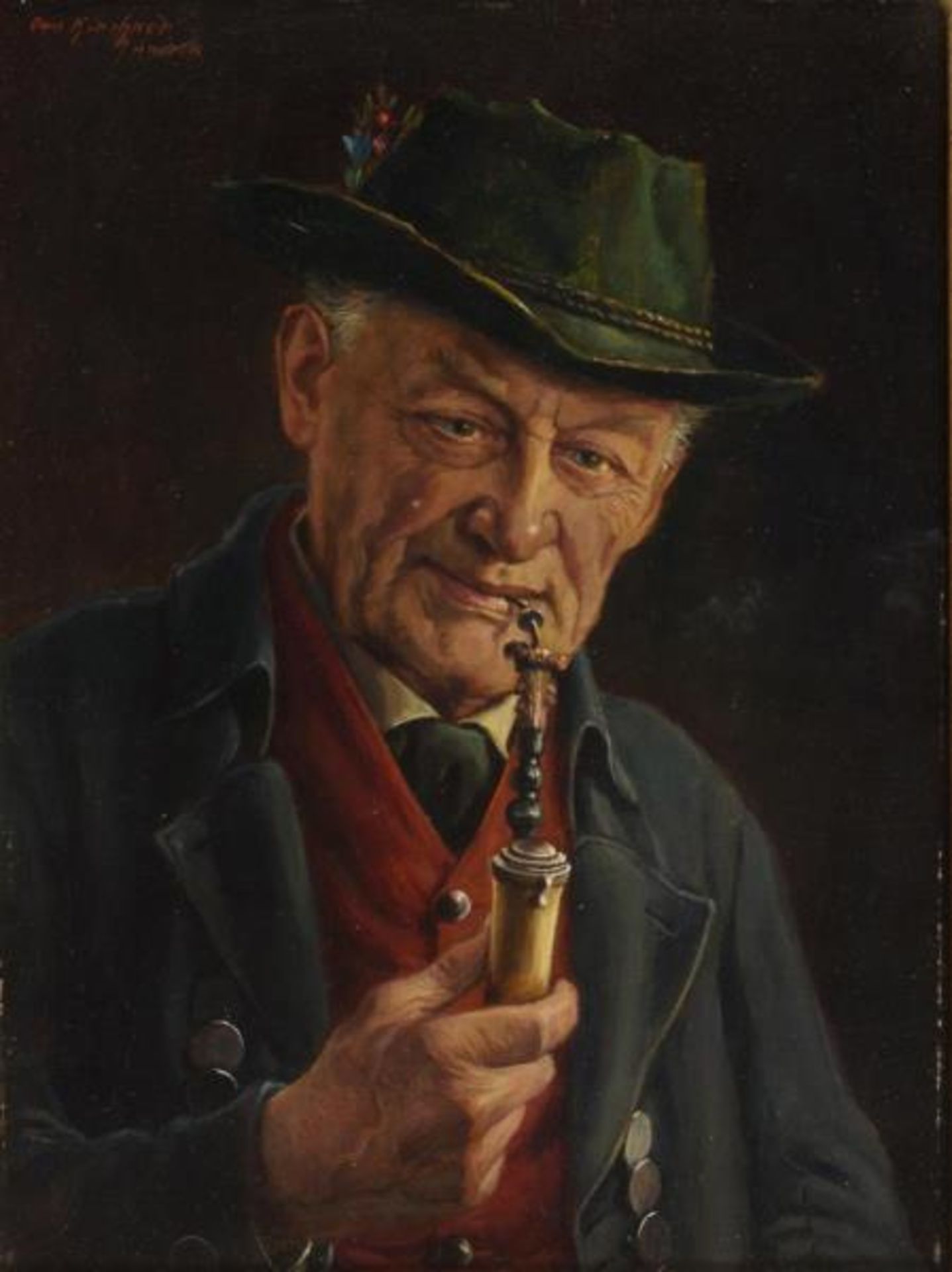 KIRCHNER, Otto (1887 Eckardshausen - 1960). Porträt eines Pfeiferauchers. - Bild 2 aus 3