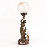 Jugendstil-Lampe mit Frauenfigur