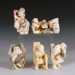 5 Netsuke Elfenbein