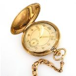 Vergoldete Art-d&#233;co-Sprungdeckeluhr mit Uhrenkette
