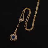 Jugendstilcollier mit Saphir und Altschliff-Diamanten