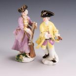 2 Miniaturfiguren: J&#228;gerin und Kavalier