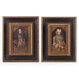 Paar barocke Miniaturportr&#228;ts mit Herrscherpaar