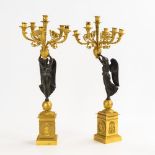 Paar 6-flammige Empire-Figurenleuchter mit Viktoria-Figuren