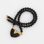 Onyx-Collier mit Diamanten