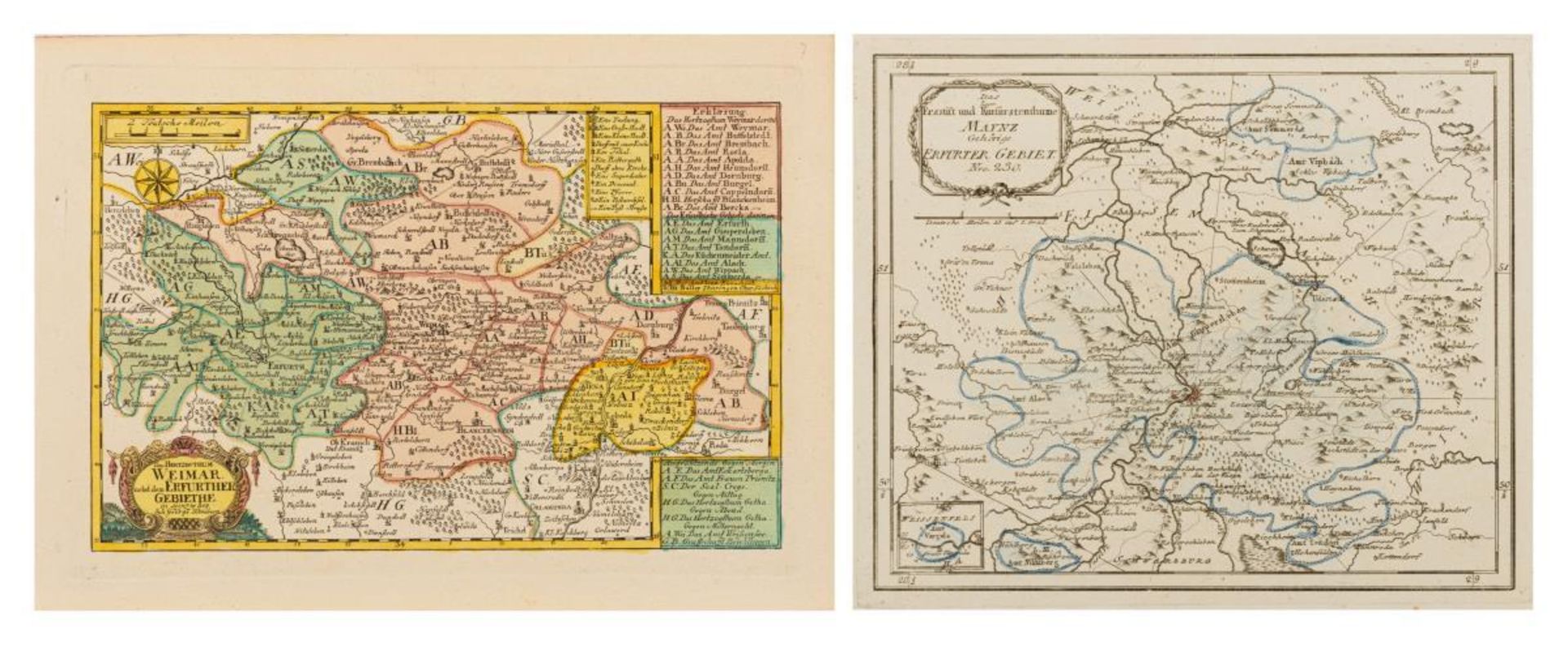 2 Landkarten mit Regionen um Erfurt