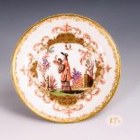 Barocke Untertasse mit Chinoiseriemalerei