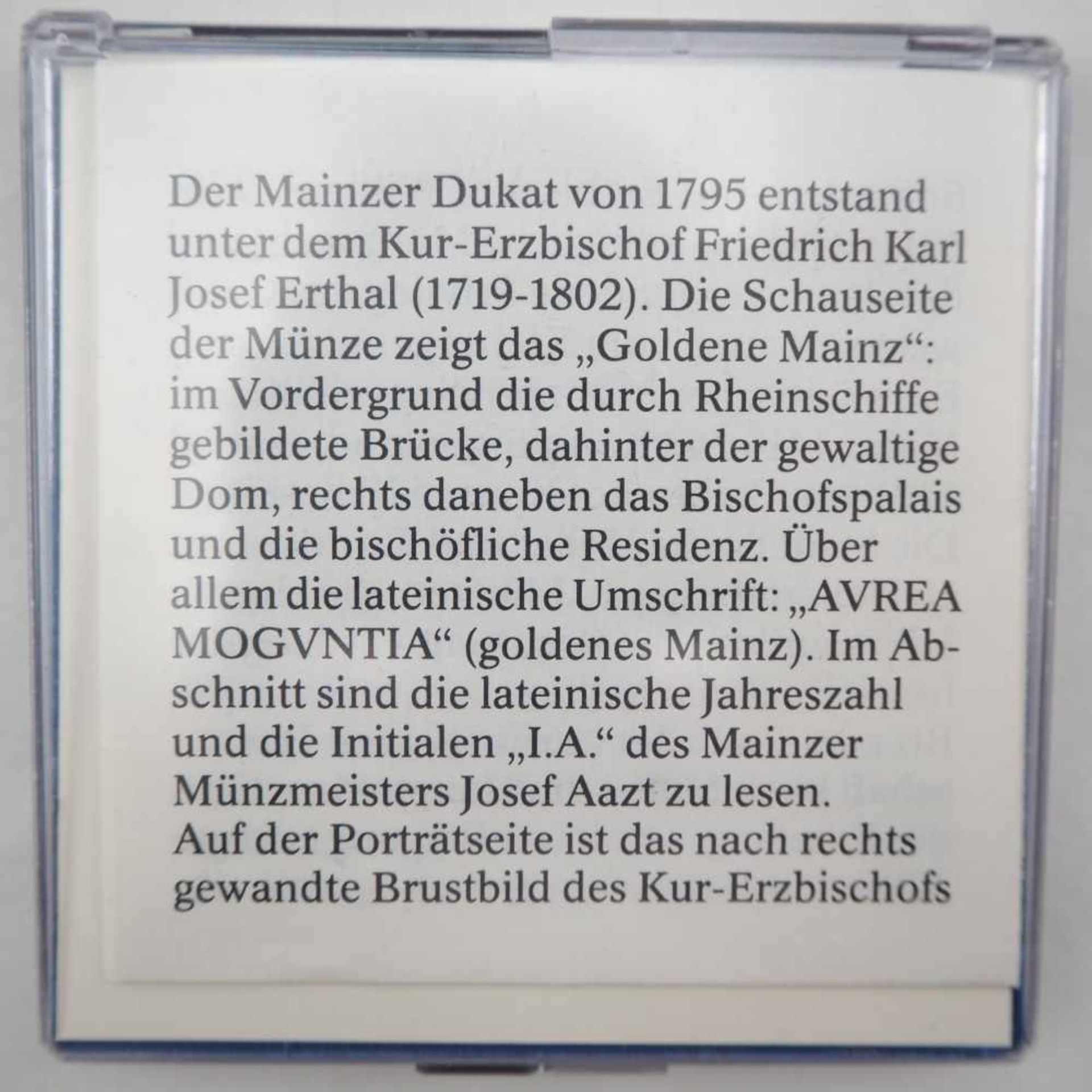 Dukat-Abschlag 1985 Deutschland "Aurea Moguntia" - Mainzer Dukat von 1795 Replik in - Bild 3 aus 3