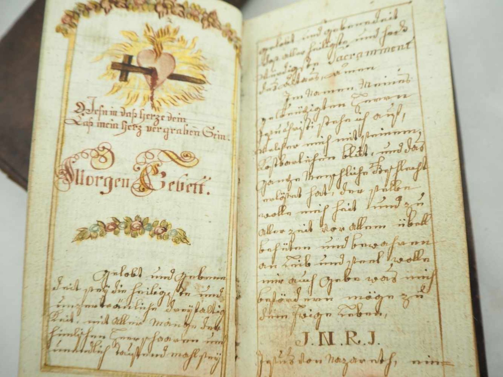 Gebetbuch im original Leder-Etui - handgeschrieben (deutsch) dat. 1800Guter Zustand mit echten - Bild 3 aus 6