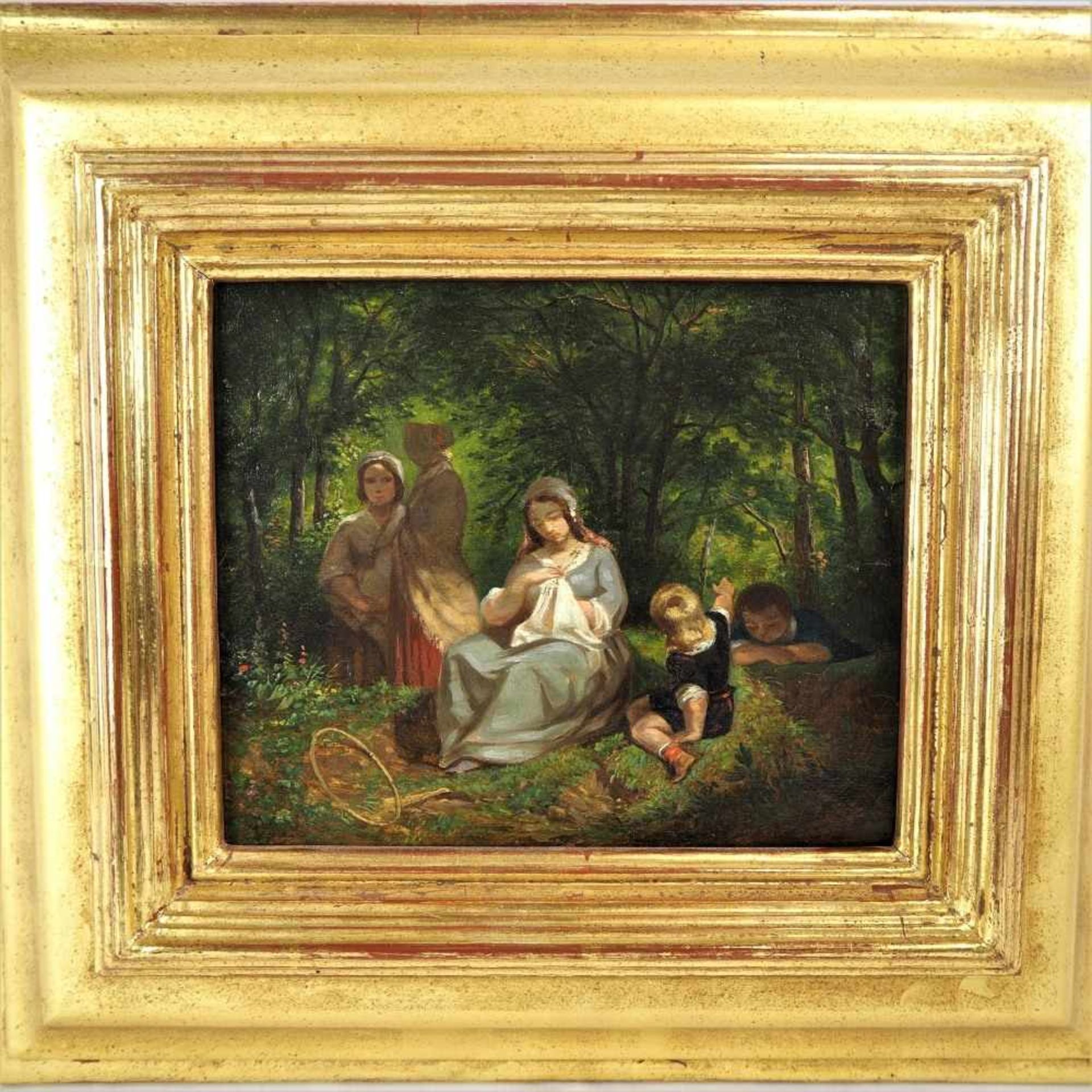 LOUIS BOULANGER: Picknick im Wald, Frankreich um 1850Louis Boulanger (1806-1865)Öl auf Leinwand,