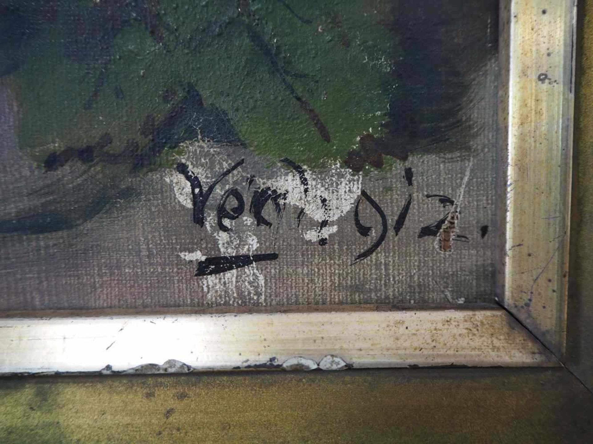 Gemälde Obststaffage - sign. Végh 912Öl auf Leinwand in original Rahmung.Maße:137 x 90cm (mit - Bild 2 aus 2