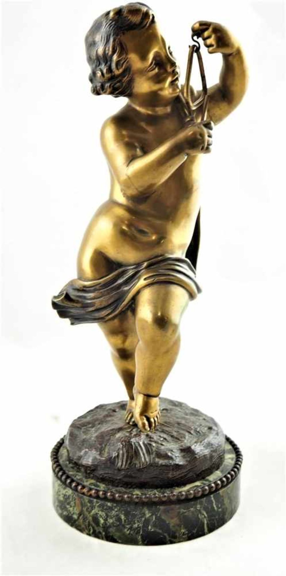 Bronze Engel, um 1880In Bronze kunstvoll gearbeitet mit schöner, alter Patina. Auf Steinplinte - Bild 2 aus 3