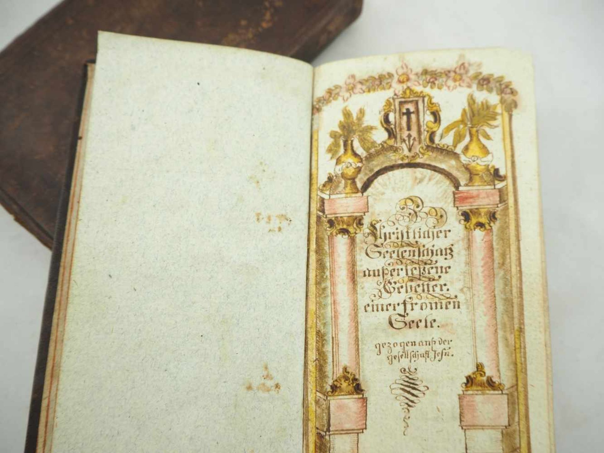 Gebetbuch im original Leder-Etui - handgeschrieben (deutsch) dat. 1800Guter Zustand mit echten - Bild 2 aus 6