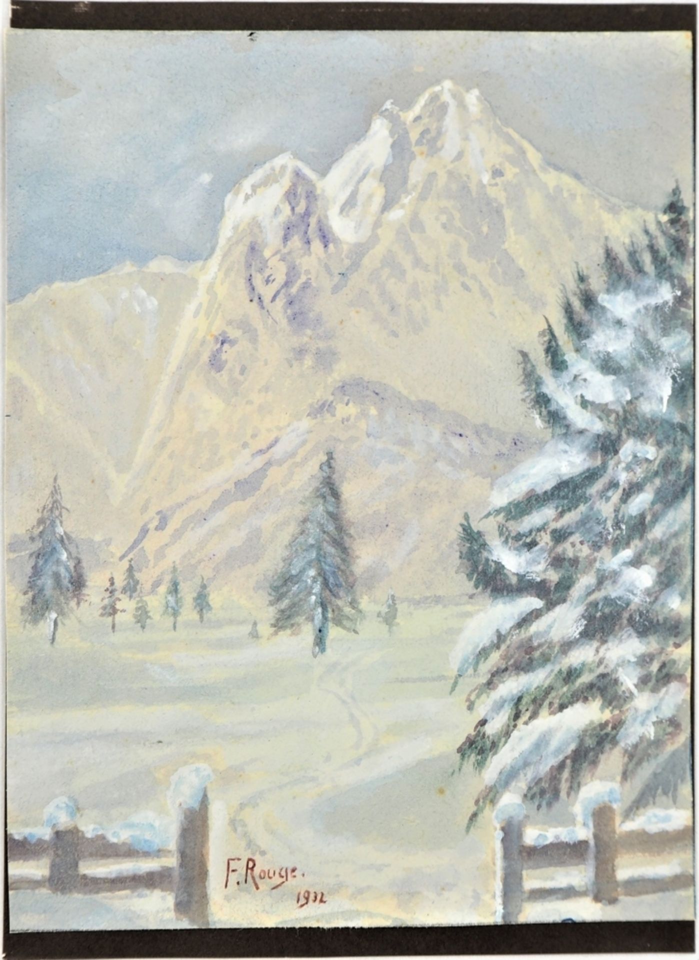 Gebirgslandschaft im Winter 1932 - sign. "F. Rouge"