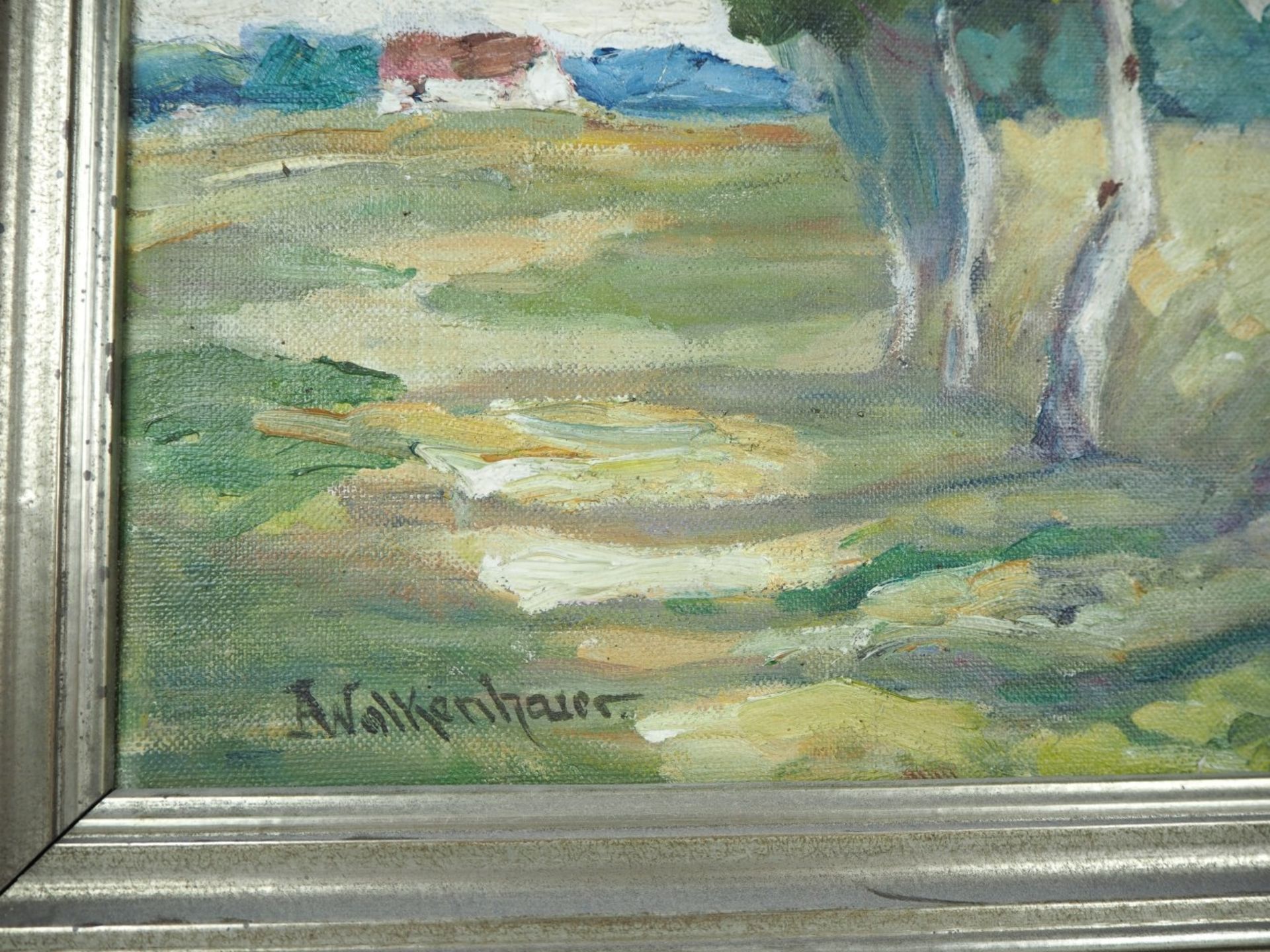 Anna Wolkenhauer (1852-1939) - Landschaft mit BirkenÖl auf Leinwand, signiert unten link - Bild 2 aus 3