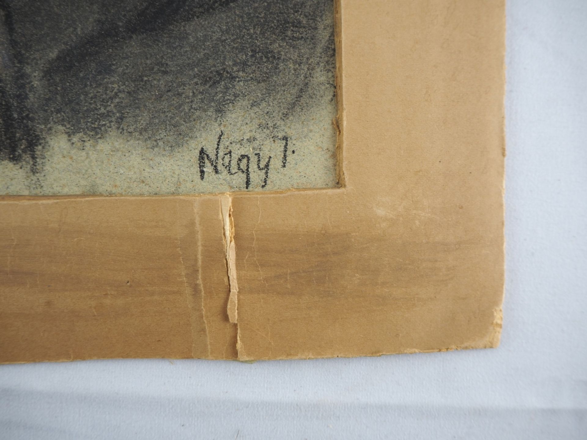 Herrenporträt - sign. "Nagy I."Kreide auf Papier, Signatur unten rechts, in Passepartout - Bild 2 aus 2