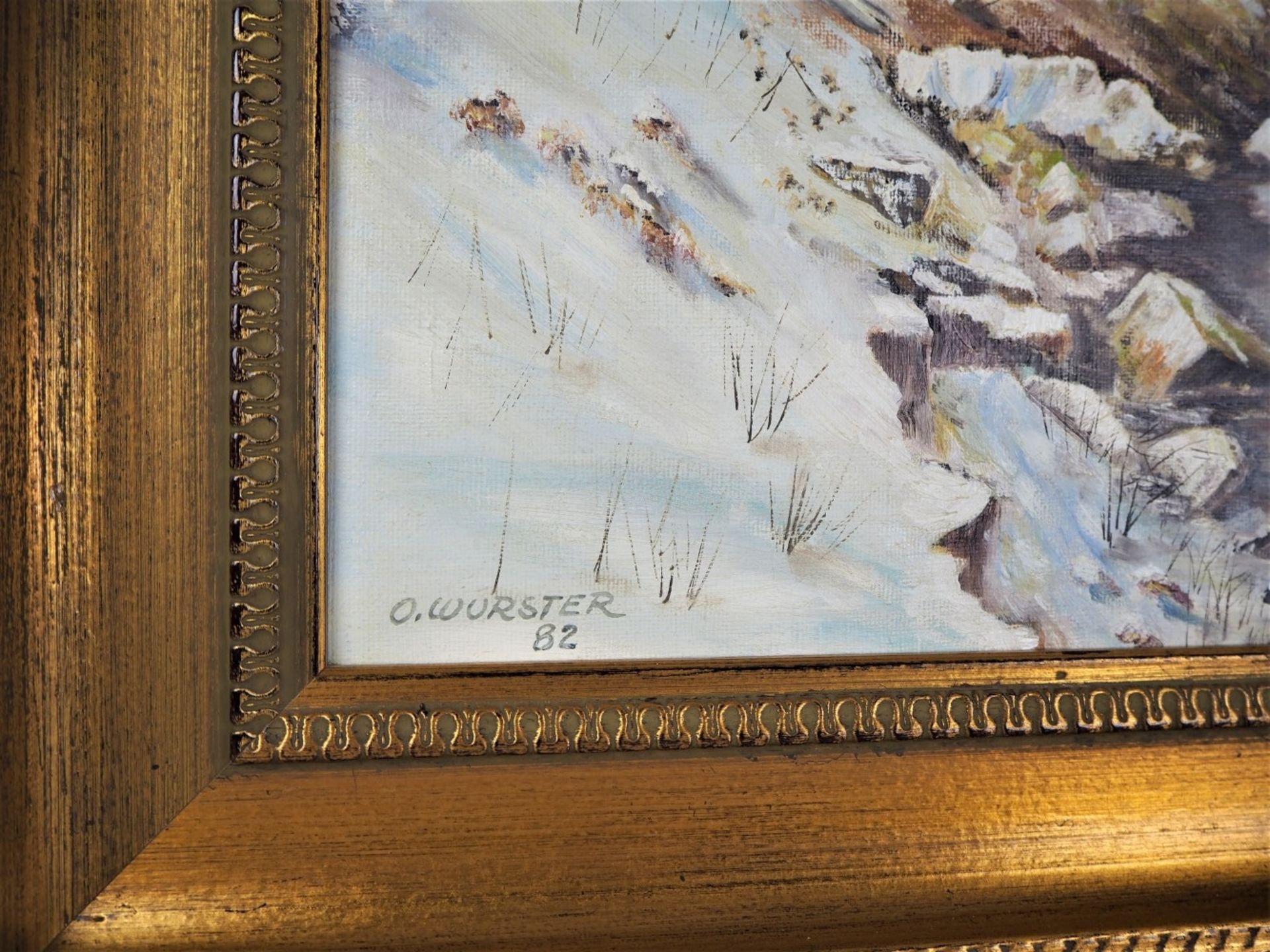 Gemälde Winterlandschaft, sign. "O. Wurster"Leinwand auf Keilrahmenbefestigt, Darstellun - Bild 2 aus 3
