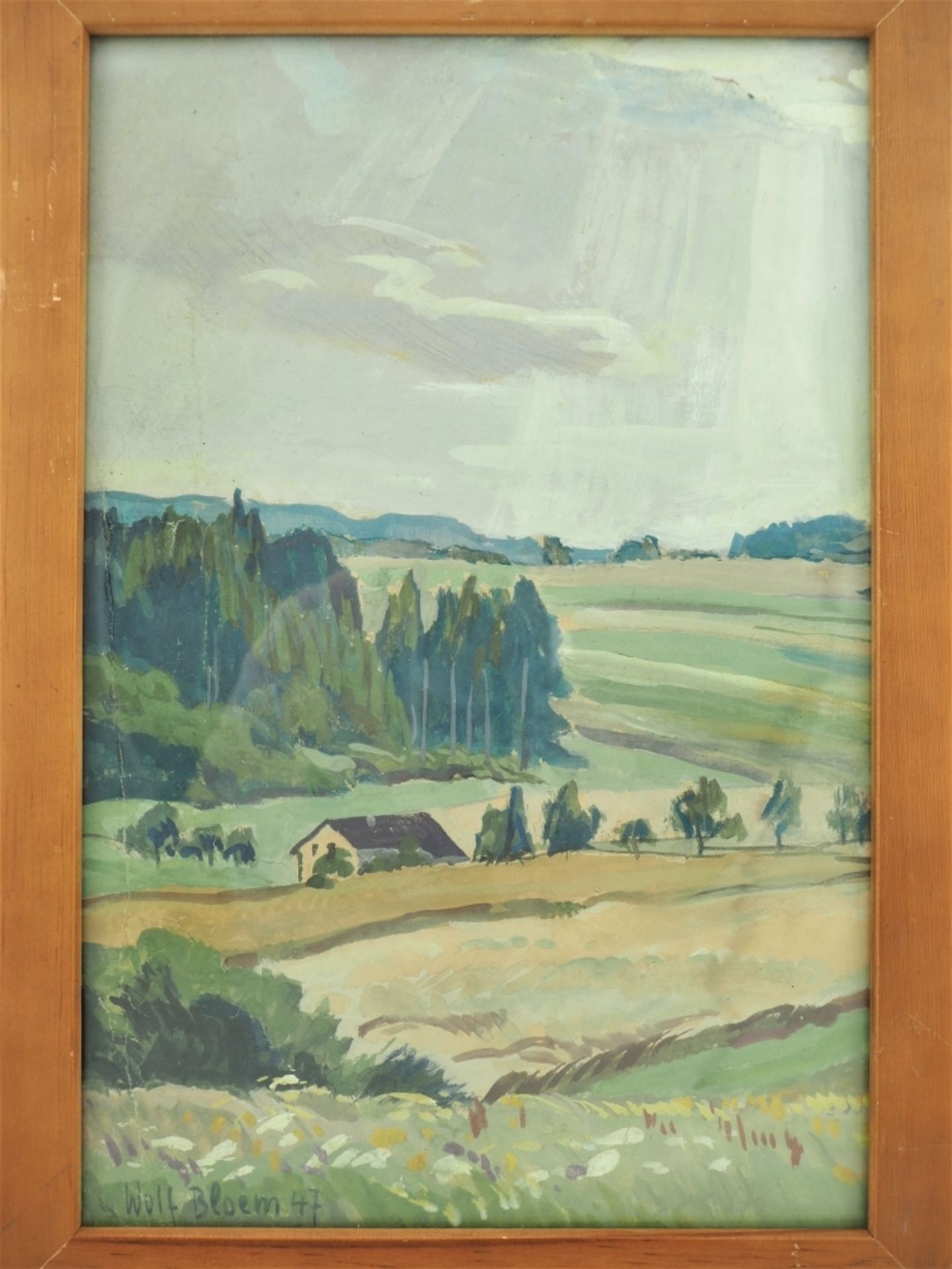 Wolf Bloem - Landschaft mit Feldern 1947