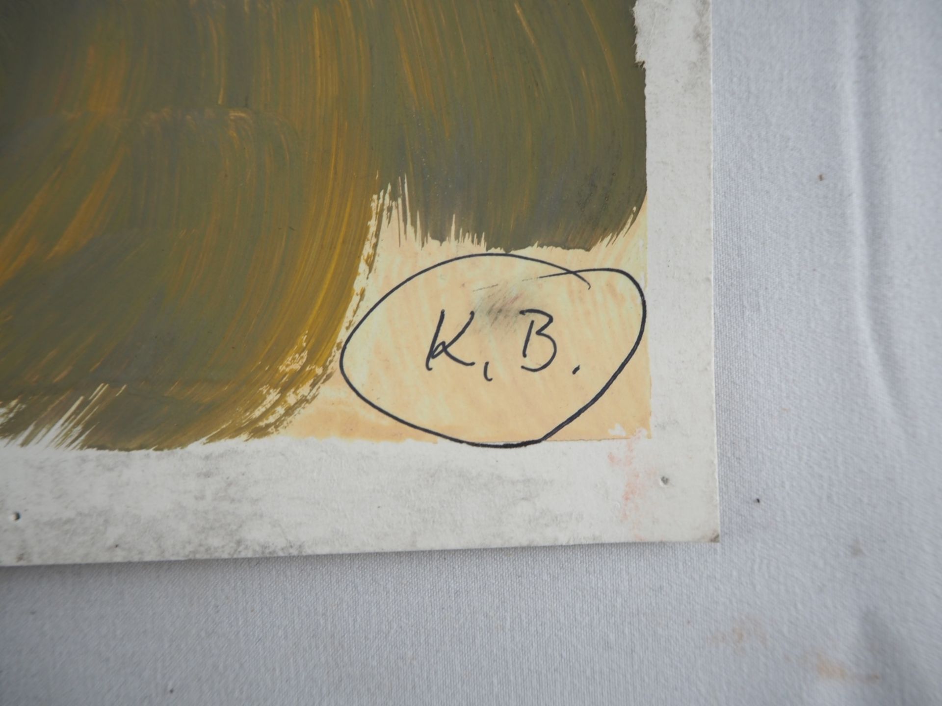 Herren-Porträt - sign. "K.B."Tempera auf Papier, Monogramm unten rechts, H. 42cm, B. 30c - Bild 3 aus 3