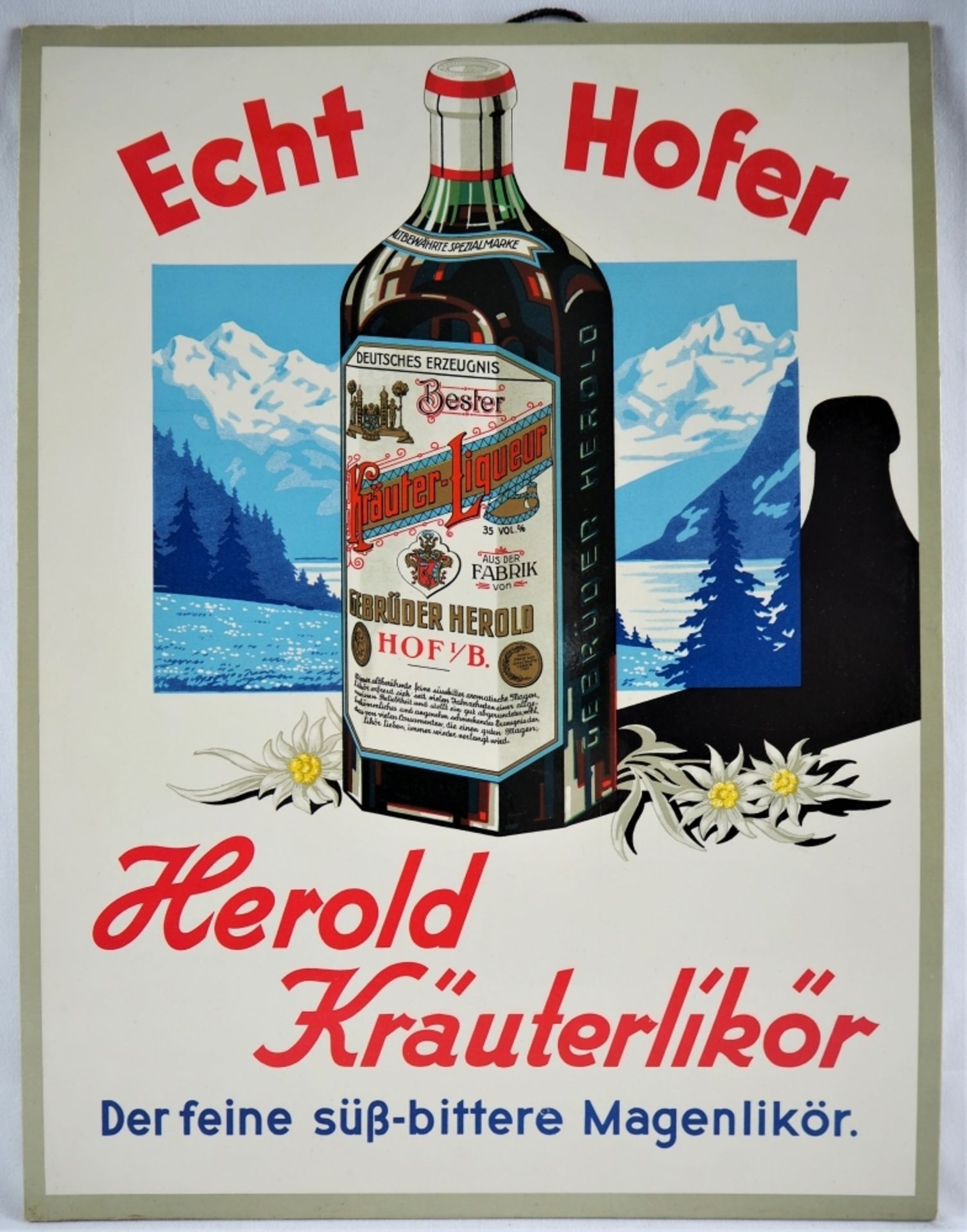 Konvolut Werbeschilder, 3 Stückeinmal "Herold Kräuterlikör", H. 42cm, B. 32cm, guter geb - Bild 5 aus 5