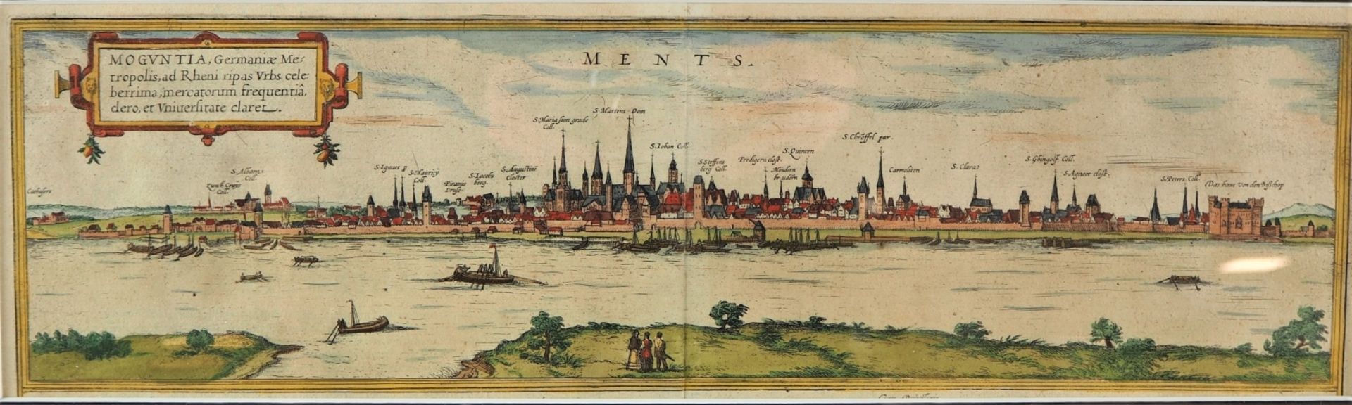 Konvolut kolorierte Stiche Mainz und Siegburg, 2 StückStadtansicht Mainz, im Passepartou - Bild 5 aus 5