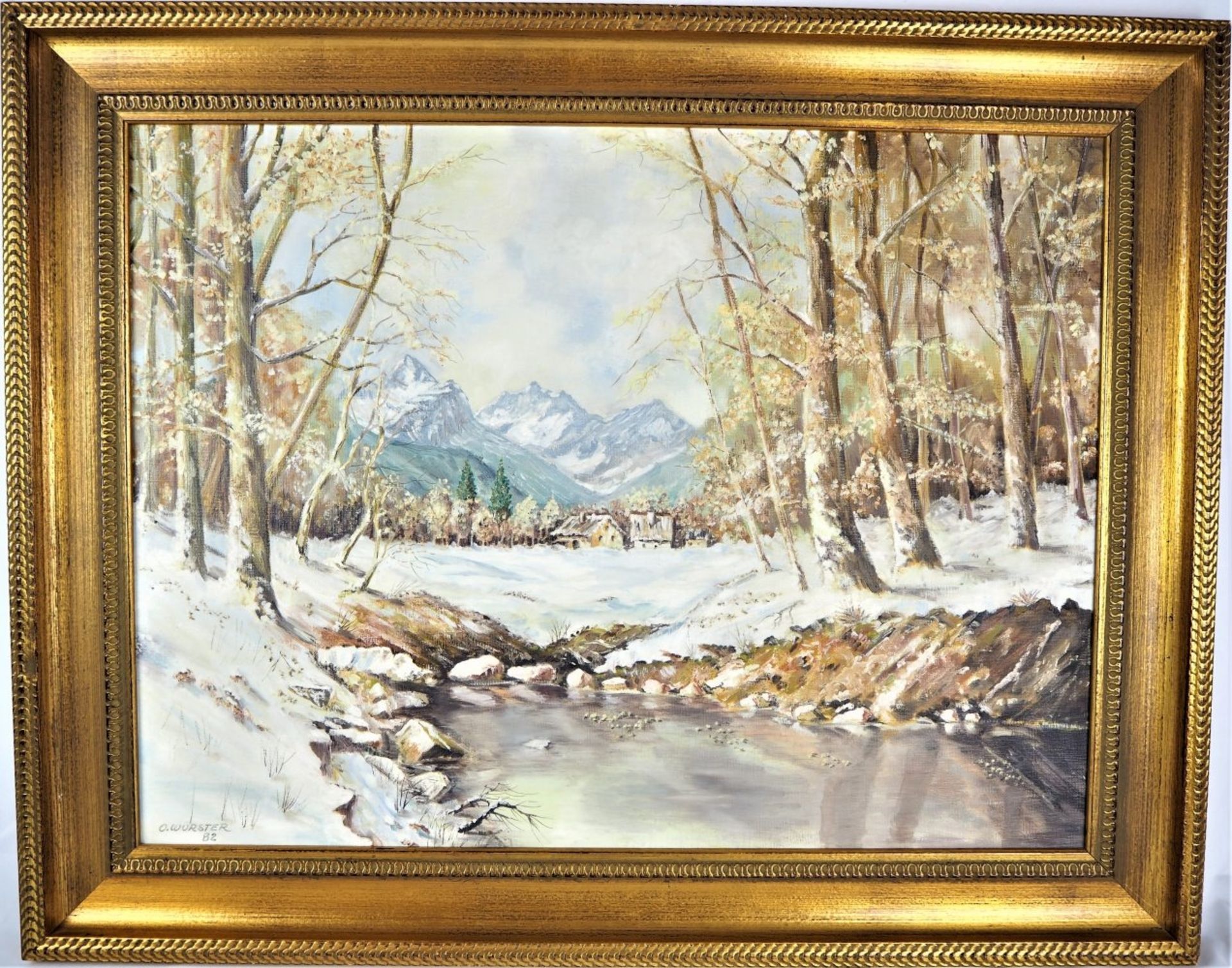 Gemälde Winterlandschaft, sign. "O. Wurster"Leinwand auf Keilrahmenbefestigt, Darstellun