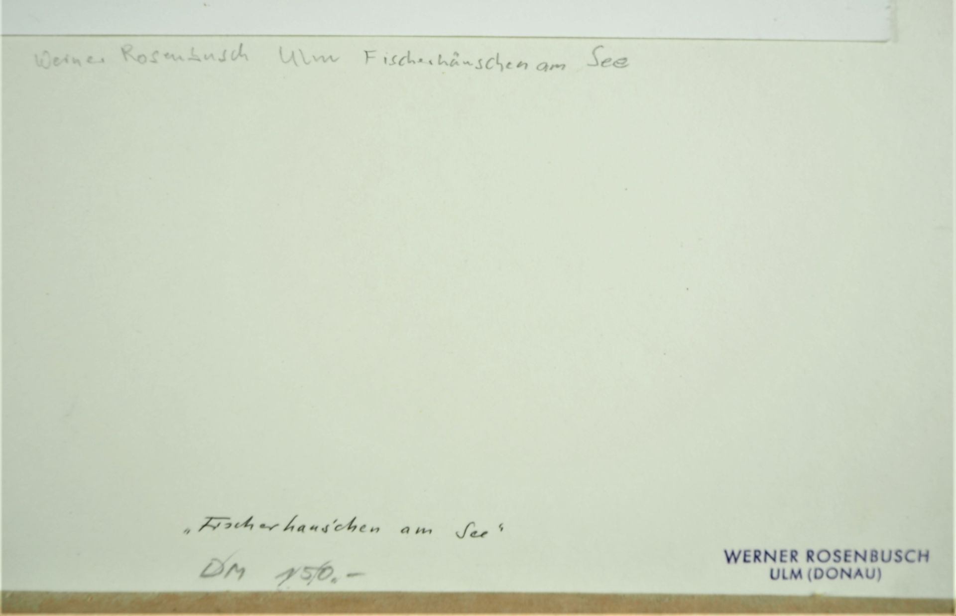 Werner Rosenbusch (1924-2016, Ulm) - Aquarell Fischerhäuschen am Seeauf Papier, Signatur - Bild 3 aus 3