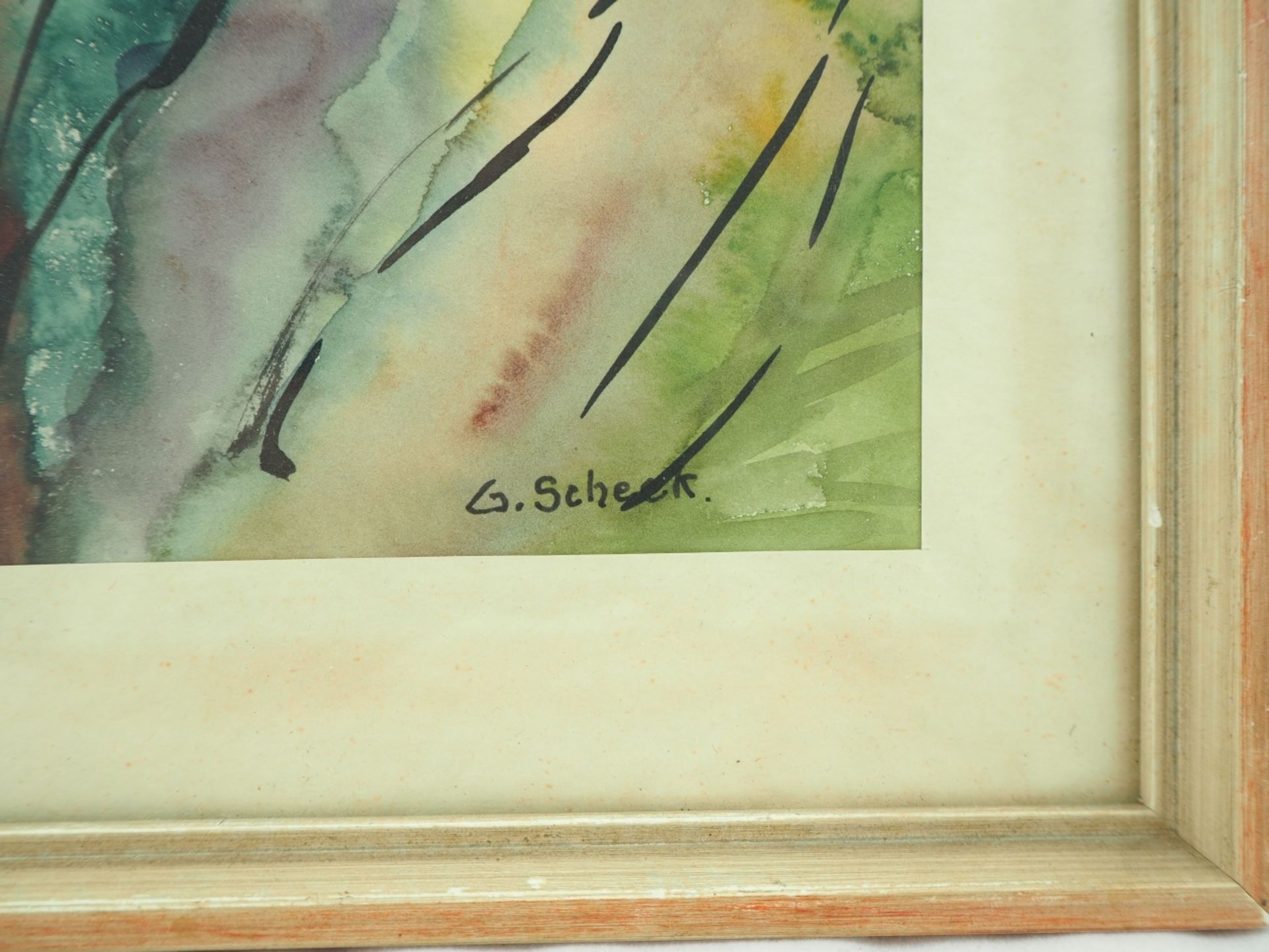 Aquarell - sign. "G. SCHECK"altes orig. Aquarell, Darstellung Papagei-Ara, unten rechts - Bild 2 aus 3