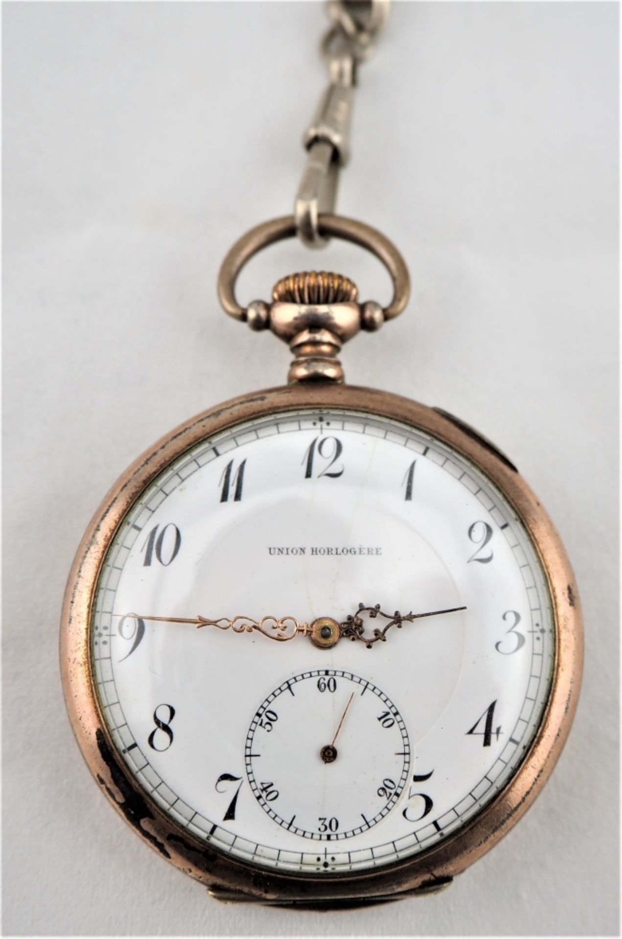 Herrentaschenuhr um 1890im Silbergehäuse, gepunzt, emailliertes Zifferblatt, signiert "U - Bild 2 aus 4