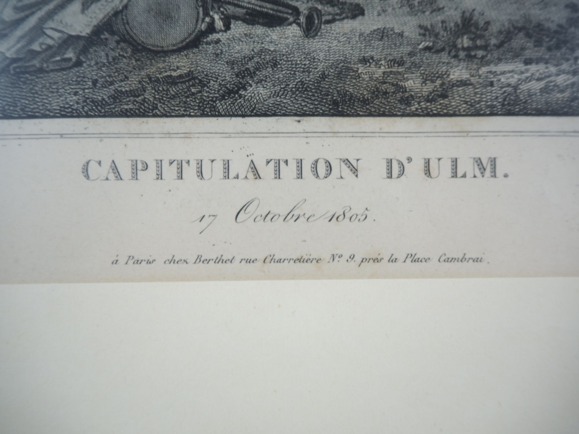Stich Kapitulation Ulms vor Napoleonauf Papier, im Passepartout unter Glas gerahmt. Alte - Image 2 of 4