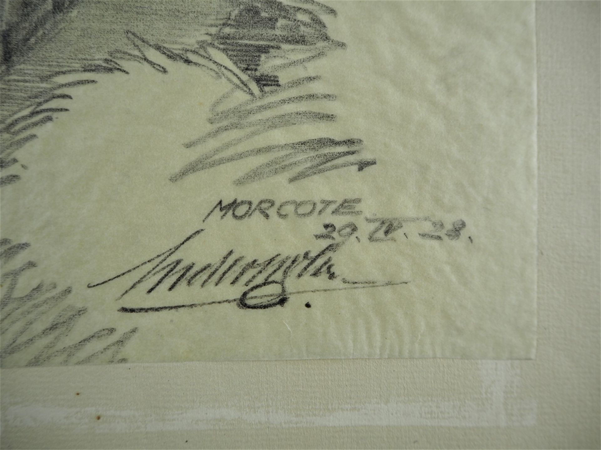 Kirche von Morcote - sign. 1928Bleistift auf Transparentpapier, auf Papier befestigt, un - Bild 2 aus 3