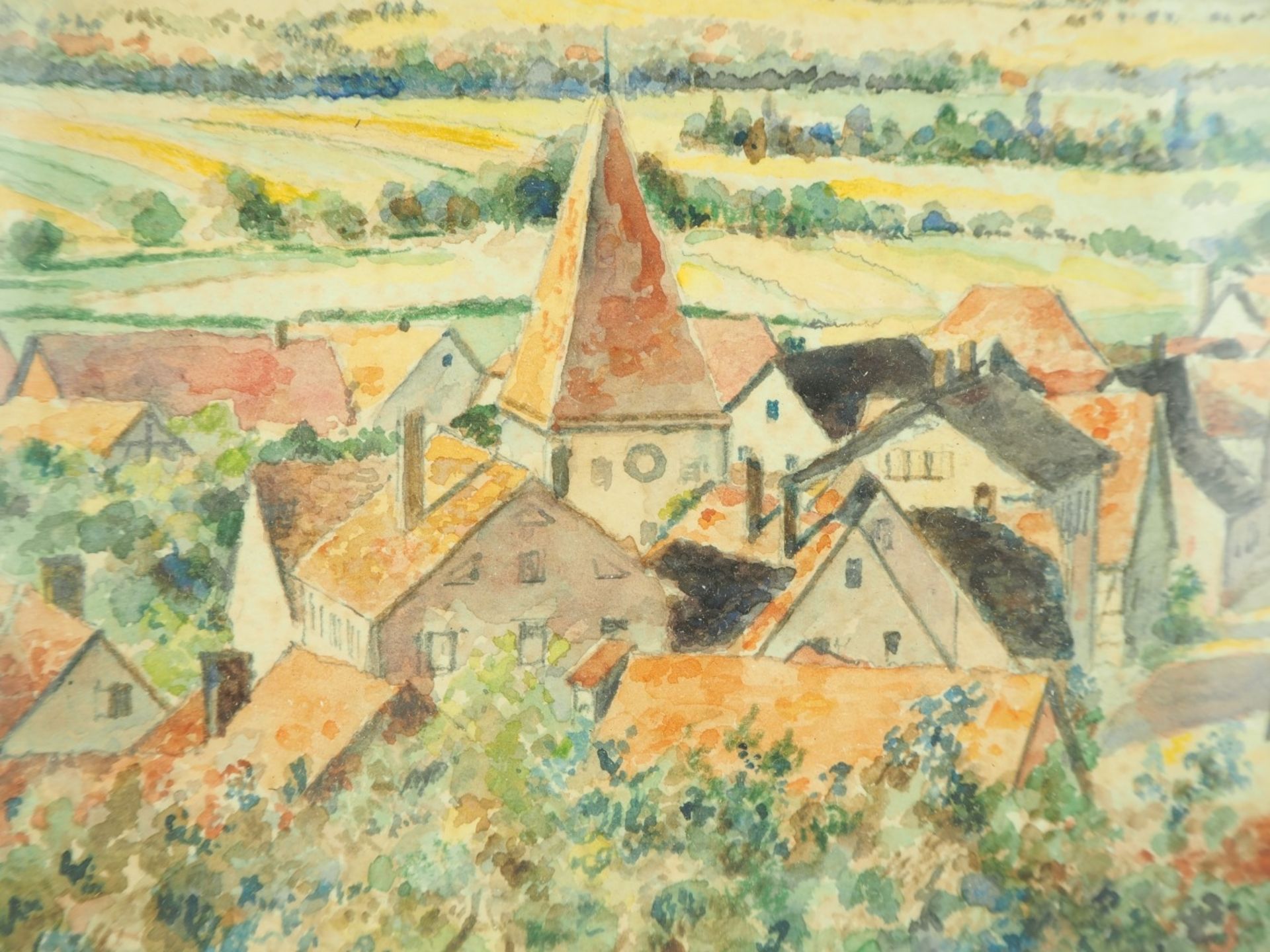 Wilhelm Hans Wöhr - orig. Aquarell, Blick auf Eibensbach (Güglingen) - Bild 3 aus 3