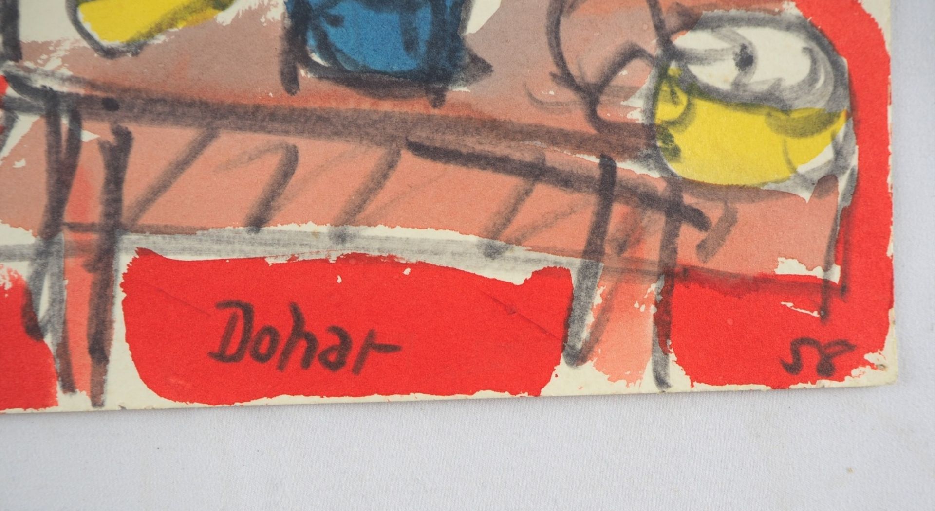 Zeichnung Barszene - sign. "Dohar 58"Filzstift und Tempera auf dünnem Karton, rechts unt - Image 2 of 2