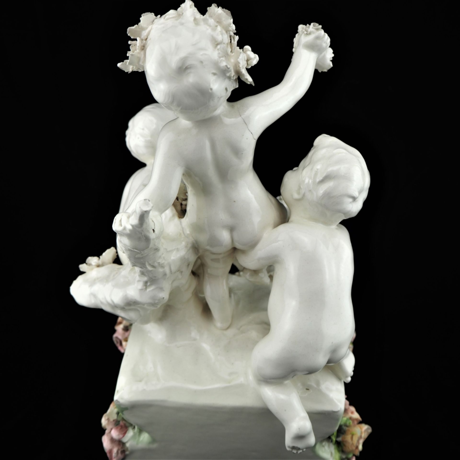 Prunkuhr Porzellan mit Putti, um 1900 - Bild 6 aus 7