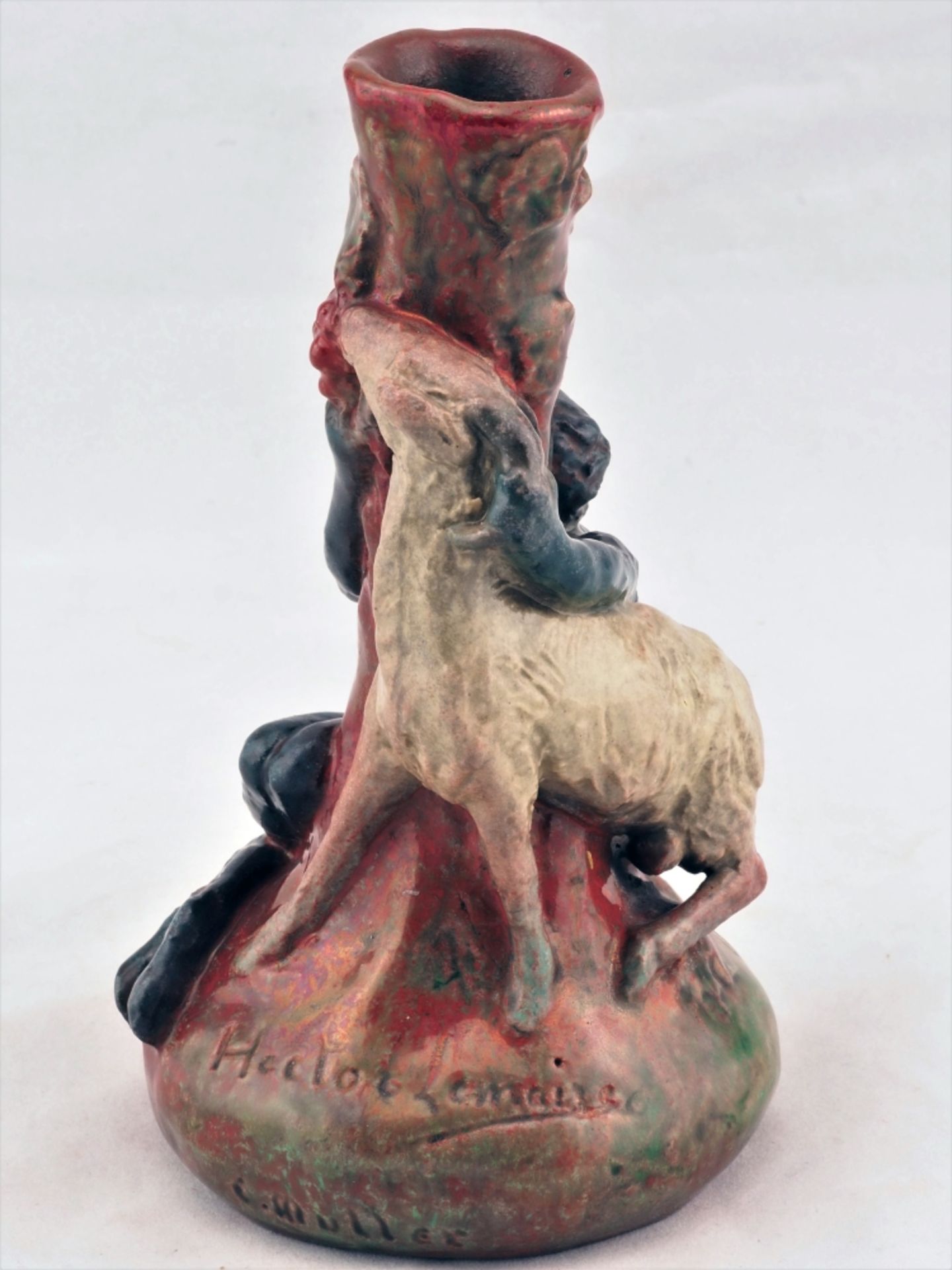 Hector Lemaire (1846 - 1933, Paris) - Vase mit Darstellung eines Fauns - Bild 3 aus 4