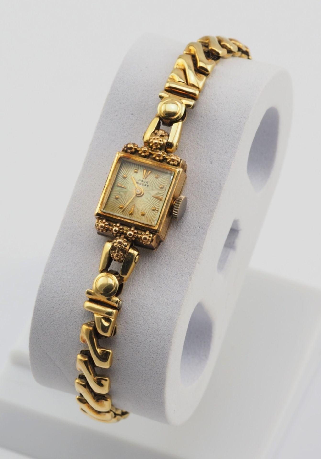 Goldene Damen Armbanduhr, 30er Jahre, mit Fixoflex Armband