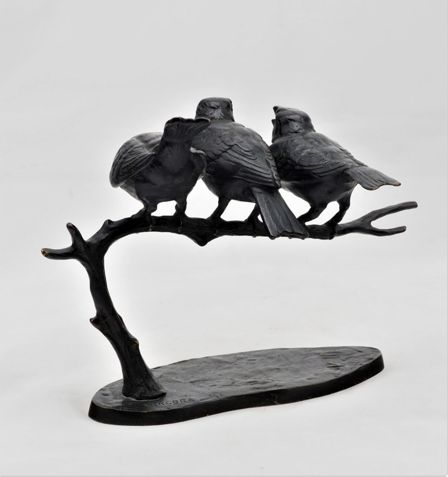 Bronze Vogelplastik, Spatzen - Bild 2 aus 3