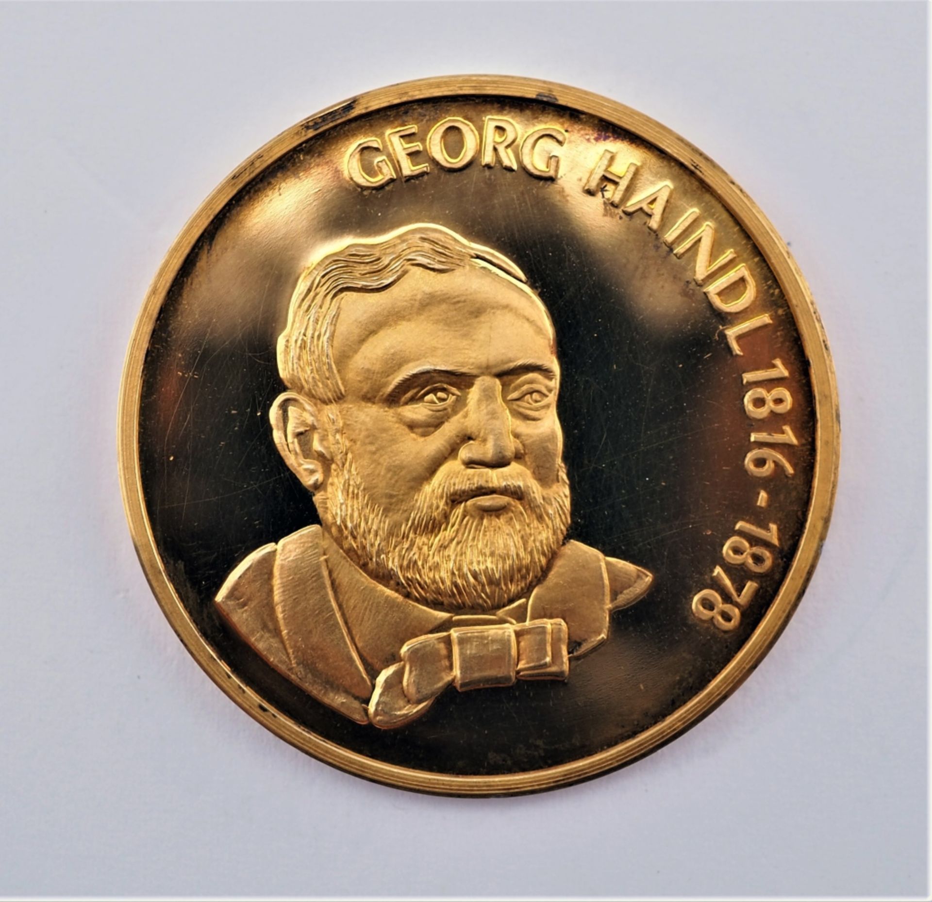 Silber (vergoldet) Jubiläums-Medaille 1974 im Etui - 125 jährige Jubiläum der H