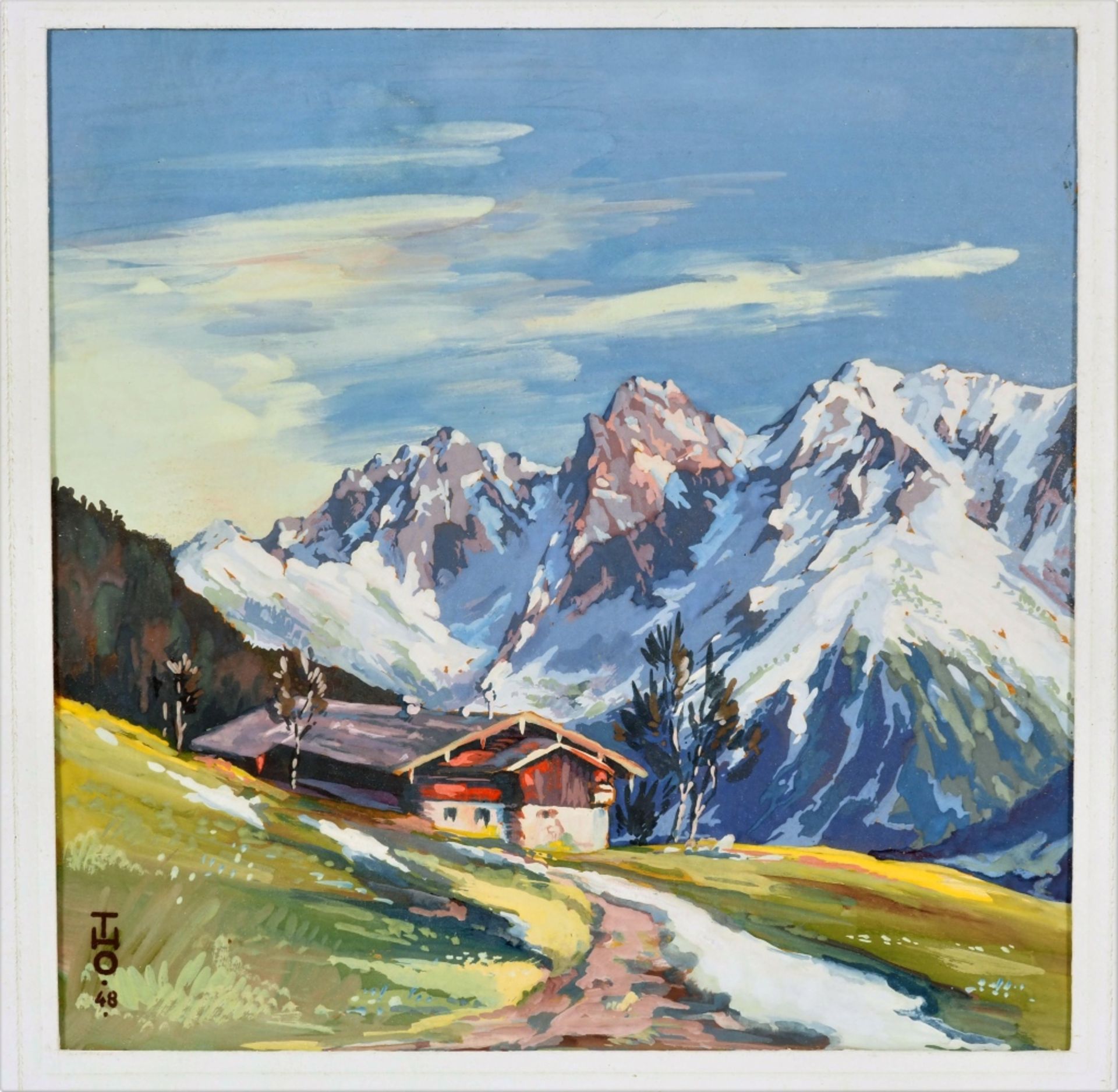 Hütte in den Alpen - sign. "THO 48"